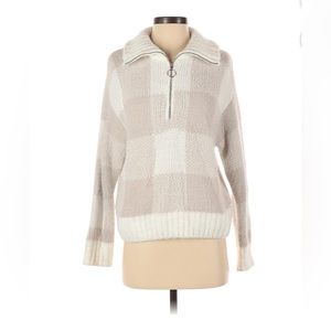 Checkered fluffy quarter zip